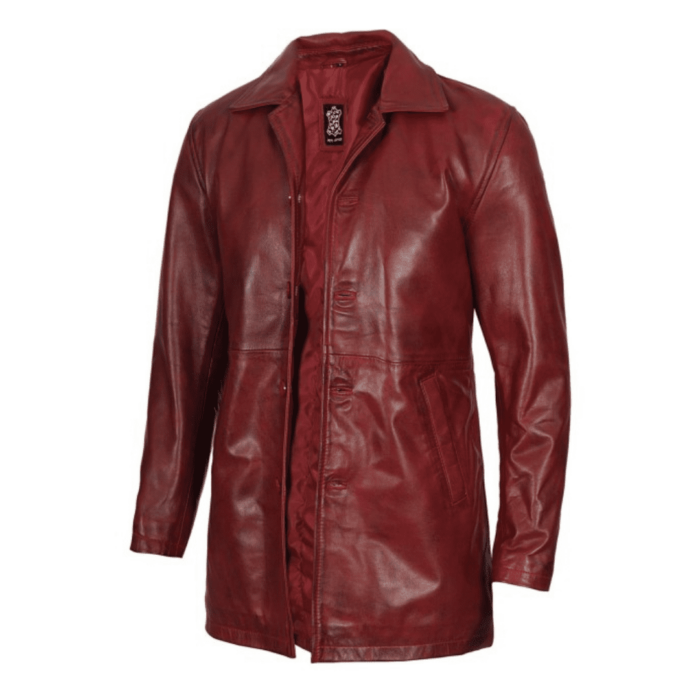 Supernatural20Maroon20Long20Coat20Genuine20Leather20With20Lapel20Collar20Front