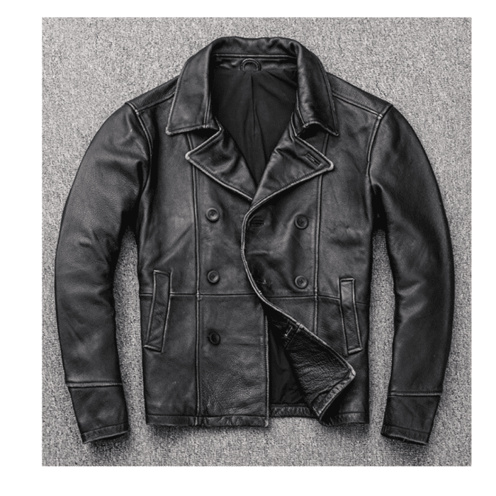 Vital20Mens20Motorcycle20Black20Leather20Jacket20With20Lapel20Collar20Front