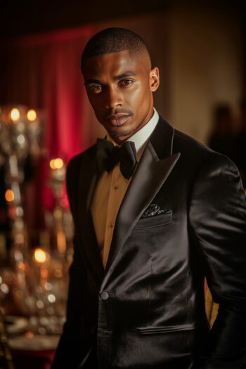 H&B Tailored Clothing 38 Belvedere Black Velvet Peak Lapel Tuxedo