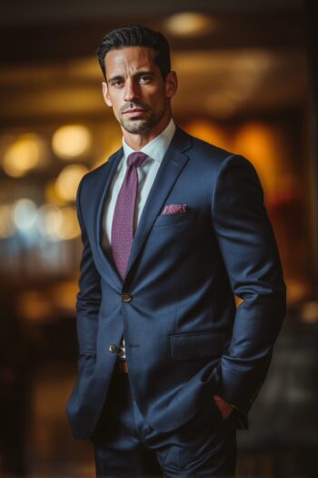 H&B Tailored Clothing 26 Marston Navy Wool Blend 2 Piece Business Suit