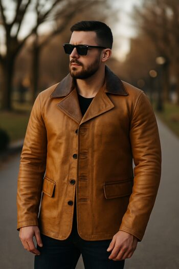 RDR2 Brown Leather Utility Coat Mens