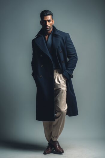 Kensington Navy Wool Long Coat